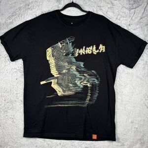 YoungLA Shirt Mens Large Black Japanese Writing Shogun Warrior Crew